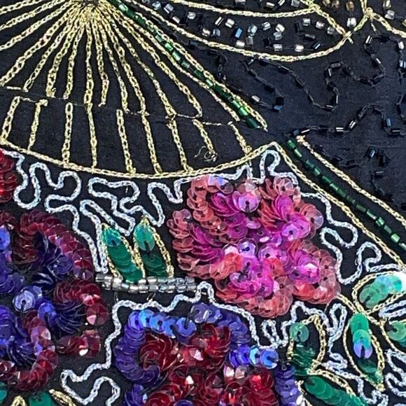 Laurence Kazar vintage beaded glam silk special occasion party top L - Picture 9 of 14